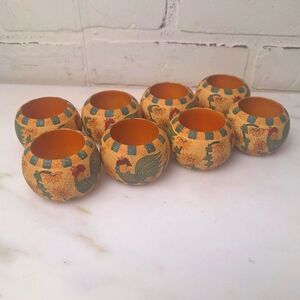 Set Of 8~Park Designs~Head Of The Hen House~Wood~ Hand Painted~Napkin Rings